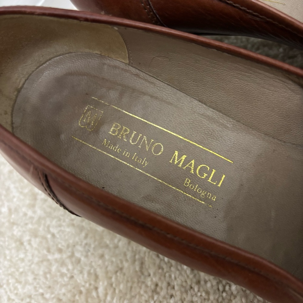 Vintage Bruno Magli Italian Leather Heeled Loafers Brown Womens size 7.5 Python - Picture 5 of 10
